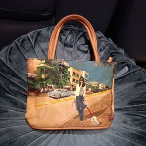 Vintage Bueno Purse Girl Walking Dog